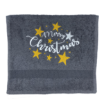 Gastendoek_Merry_Christmas_Stars_Grijs