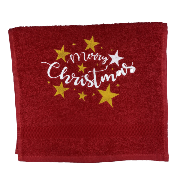 Gastendoek Merry Christmas Sterren Rood